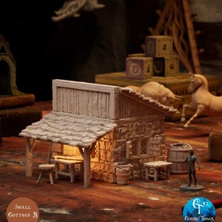 piccolo Villetta Gotico cose tavolo 3D stampabile terreno fantasia edificio modulare diorama scenario 3d print model - Mito3D