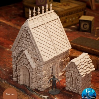 capilla santuario gótico mesa 3D imprimible terreno fantasía edificio medieval modular diorama paisaje 3d print model - Mito3D