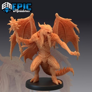 draconic demon red fire devil dragon demonic encounter epic-miniatures fantasy medieval monster rpg warhammer sla enemy tabletop dungeon dnd pathfinder npc pre-supported supported pre abishai 3d print model - Mito3D