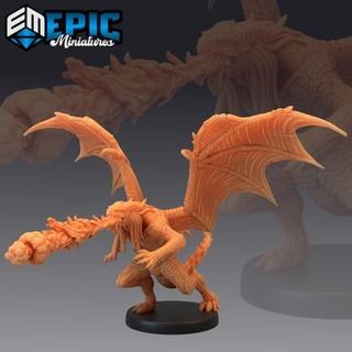 draconic demon red breath attack fire devil dragon demonic encounter epic-miniatures fantasy medieval monster rpg warhammer sla enemy tabletop dungeon dnd pathfinder npc pre-supported supported pre abishai 3d print model - Mito3D