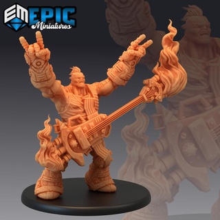earth rocker rocking victory fire punk guitarist burning land stone creature epic-miniatures fantasy medieval monster rpg warhammer sla enemy tabletop dungeon dnd pathfinder npc pre-supported supported pre 3d print model - Mito3D