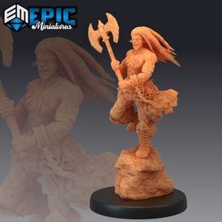 fire genasi axe male flame warrior burning land elemental creature epic-miniatures fantasy fighter medieval monster rpg warhammer sla enemy tabletop dungeon dnd handler pathfinder npc pre-supported supported pre 3d print model - Mito3D