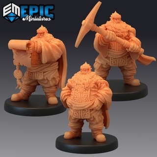 fire dwarf male set dwarven villager mystical old man epic-miniatures Tabletop Characters & Creatures Fantasy Universe fantasy medieval monster rpg warhammer sla enemy tabletop dungeon dnd pathfinder npc pre-supported supported pre 3d print model - Mito3D