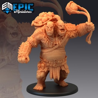 ettin tribe stone slinger ancient two headed ogre burning land encounter epic-miniatures fantasy medieval monster rpg warhammer sla enemy tabletop dungeon dnd pathfinder npc pre-supported supported pre 3d print model - Mito3D