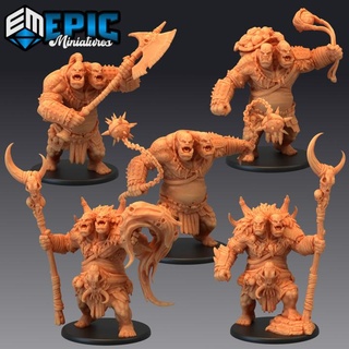 ettin tribe set ancient two headed ogre warrior burning land encounter epic-miniatures fantasy medieval monster rpg warhammer sla enemy tabletop dungeon dnd pathfinder npc pre-supported supported pre 3d print model - Mito3D