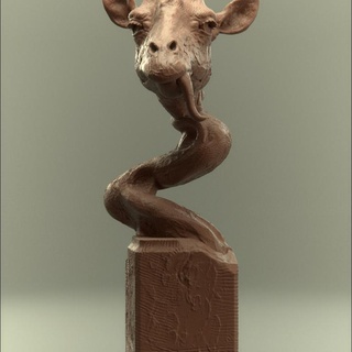 sabana busto jirafa compatible doombellstudio juguetes juegos animal criatura cifras Tienda ventilador Arte bustos stl animalas 3d print model - Mito3D
