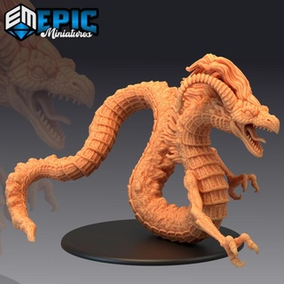 volcano wrym flying wingless beastly dragon fire serpent drake burning land encounter epic-miniatures fantasy medieval monster rpg warhammer sla enemy tabletop dungeon dnd pathfinder draco npc pre-supported supported pre 3d print model - Mito3D