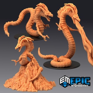volcano wrym set wingless beastly dragon fire serpent drake burning land encounter epic-miniatures fantasy medieval monster rpg warhammer sla enemy tabletop dungeon dnd pathfinder draco npc pre-supported supported pre 3d print model - Mito3D