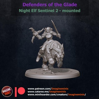 defenders glade - night elf sentinel pose 2 imagine minis Tabletop Characters & Creatures Fantasy Universe Store female fighter modular rpg warrior miniature warcraft wow tabletop ranger wargame panther rider dnd pathfinder 5e dnd5e 3d print model - Mito3D