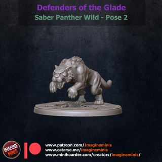 defenders glade - wild saber panther pose 2 imagine minis Tabletop Characters & Creatures Fantasy Universe Store cat rpg warcraft wow tabletop dnd pathfinder ttrpg dnd5e 3d print model - Mito3D