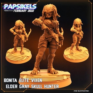 hermoso élite zorra gris cráneo cazador papsikels miniaturas mesa caracteres criaturas Sci Fi universo Tienda 3d print model - Mito3D