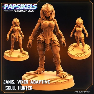 janis raposa adaptativo crânio caçador papsikels miniaturas tampo mesa personagens criaturas Sci Fi universo loja 3d print model - Mito3D