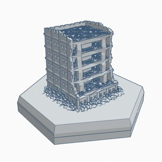 modern ruined building 2 hex map scale hmsmr002 wargame forge terrain battletech 3d print model - Mito3D