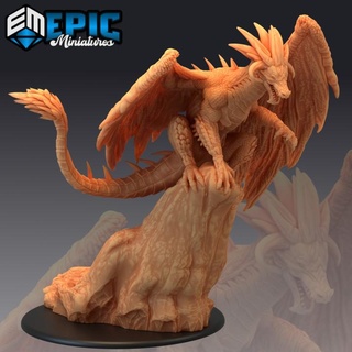 mercury dragon metall drake rare burning land encounter epic-miniatures fantasy medieval monster rpg warhammer sla enemy tabletop dungeon dnd pathfinder npc pre-supported supported pre 3d print model - Mito3D