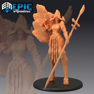 gaia shield maiden guardian goddess legendary warrior epic-miniatures fantasy medieval monster rpg warhammer sla enemy tabletop dungeon dnd pathfinder npc pre-supported supported pre 3d print model - Mito3D