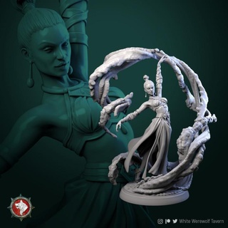 water master 32mm 75mm pre-supported white werewolf tavern Tabletop Characters & Creatures Fantasy Universe Store female character women mage tabletop dnd dndcharacter watermage 3d print model - Mito3D