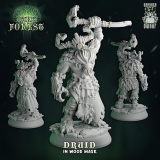druid wood mask drunkendwarf Tabletop Characters & Creatures Fantasy Universe Store dnd 32mm 32 3d print model - Mito3D
