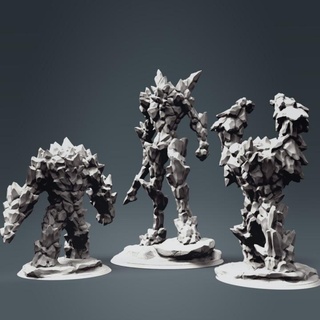 3 buz Golemler klişe Sanat masaüstü karakterler yaratıklar fantezi Evren mağaza Golem dnd 3d print model - Mito3D