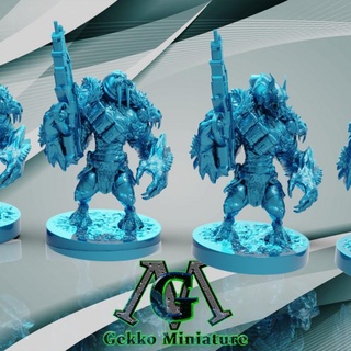 4 Außerirdischer Armee gekko Miniatur Tischplatte Zeichen Kreaturen Sci Fi Universum Geschäft Fantasie Gaming Soldat 3d print model - Mito3D