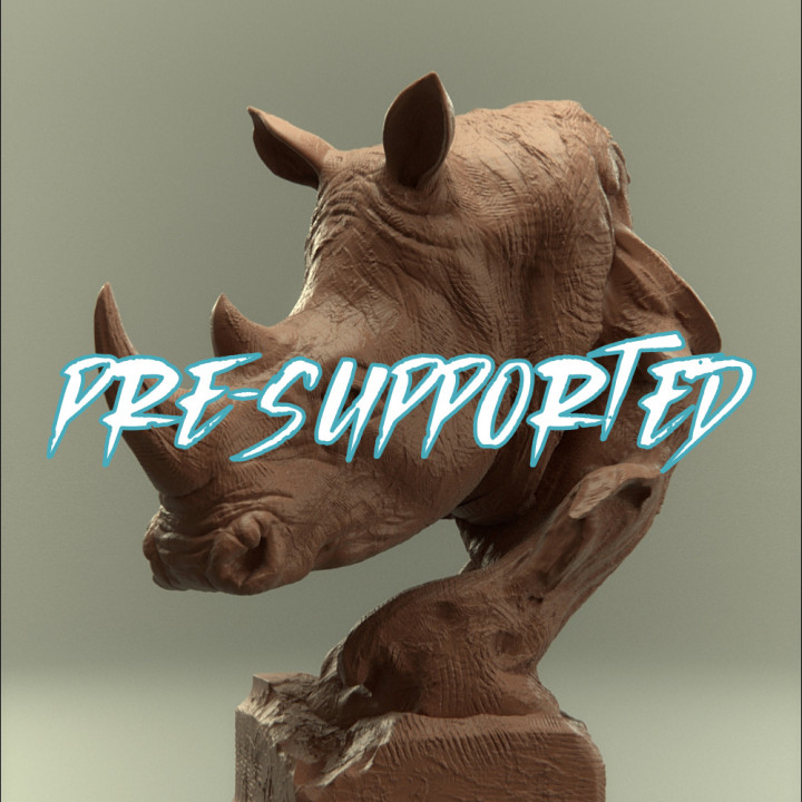 savana fracasso rinoceronte pré suportado doombellstudio brinquedos jogos animal criatura figuras loja ventilador arte bustos stl animais 3D print model - Mito3D