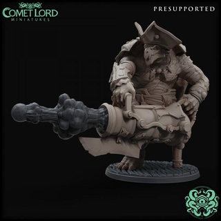 captain shattershell tortle pirate comet lord miniatures Tabletop Characters & Creatures Fantasy Universe Store dragons dungeons cannon dnd gunslinger cannoneer swashbuckler dnd5e turtlefolk 3d print model - Mito3D