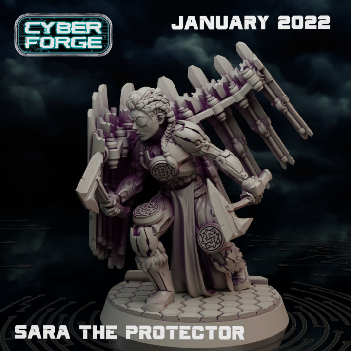 Cyber Schmiede roh Leistung Sara Schutz Titan Miniaturen Geschäft 40k Schlacht Held Führer Kriegs Spiele Kriegshammer Jäger Nekromunda Kopfgeld erkunden Jetpack Schwestern Abschaum Seraphim 3D print model - Mito3D