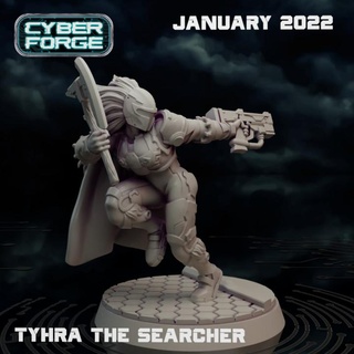 cyber forge raw power tyhra searcher titan miniatures Store 40k hero leader warhammer necromunda bountyhunter scout scum palatine canoness 3d print model - Mito3D