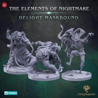 dragonbond delight maskbound unit 3 draco studios Tabletop Characters & Creatures Fantasy Universe stl horror mask rpg miniature 3dprinting wargame creatures dnd nightmares tribes february 5e bestiary lair dracostudios valerna nwoda 3d print model - Mito3D