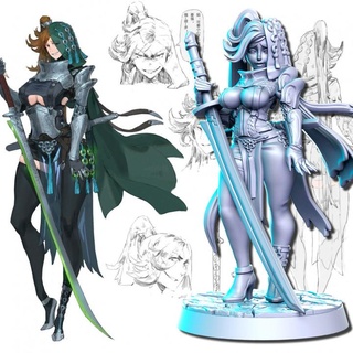 9a shard sword mistress - 32mm dnd rn estudio Tabletop Characters & Creatures Fantasy Universe Store rpg neokingdom 3d print model - Mito3D