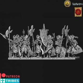 highborn elves flame wardens holominiatures Tabletop Characters & Creatures Fantasy Universe elf guard unit wargaming fire high phoenix tabletop elven dnd halberd 9thage highelf the9thage highborne 3d print model - Mito3D