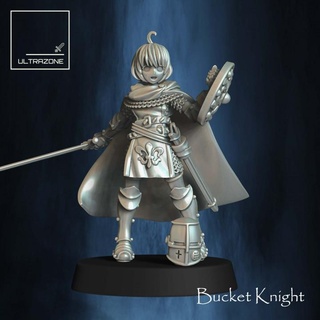 bucket knight iris amida Tabletop Characters & Creatures Fantasy Universe Anime Manga anime dragon fantasy fighter girl mini rpg shield miniature tabletop dungeon paladin helm dnd lilie 3d print model - Mito3D