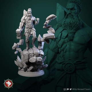 earth master 32mm 75 mm pre-supported white werewolf tavern Tabletop Characters & Creatures Fantasy Universe Store man male mage tabletop wargame dnd pathfinder dndcharacter earthmage khal 3d print model - Mito3D