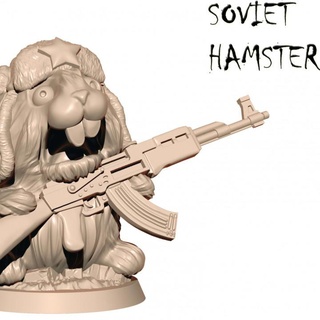sovyet hamster 32mm apache studio masaüstü karakterler yaratıklar fantezi Evren mağaza karikatür Şirin rpg Rusça Zindanlar Ejderhalar rol ak47 kalaşnikof Erdem savaş hamsterı 3d print model - Mito3D