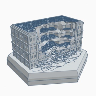 moderno rovinato edificio 5 esadecimale carta geografica scala hmsmr005 gioco guerra fucina terreno battletech 3d print model - Mito3D