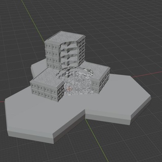 modern ruined building 6 hex map scale hmsmr006 wargame forge terrain battletech 3d print model - Mito3D