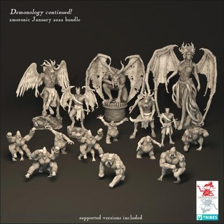 demonology continued - demon lords demons bundle 13 2moronic miniatures Tabletop Characters & Creatures Fantasy Universe Store board dark dragons dungeons fantasy game mini lord tabletop prince gargoyle d&d pathfinder 5e lilith baphomet pre-supported mane 3d print model - Mito3D