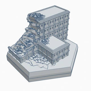 moderne ruiné bâtiment 16 Hôtel hexadécimal carte échelle hmsmr016 jeu guerre forger terrain Battletech 3d print model - Mito3D