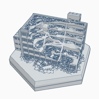 modern ruined building 8 factory hex map scale hmsmr008 wargame forge terrain battletech 3d print model - Mito3D