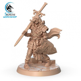 tired zombie signum workshop dungeons fantasy miniatures shield sword undead warrior tabletop ttrpg presupported 3d print model - Mito3D