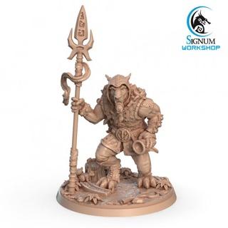 revés gris cola signum taller mazmorras fantasía miniaturas lanza guerrero mesa Wolfen hombre bestia tribu ttrpg presupuesto 3d print model - Mito3D