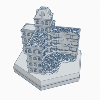 modern ruiniert Gebäude 11 Krankenhaus verhexen Karte Rahmen hmsmr011 Kriegsspiel Schmiede Geschäft Terrain Battletech 3d print model - Mito3D