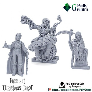 tabletop free miniature christmas carol set pollygrimm Home & Garden Festivities Christmas Tabletop Characters Creatures Fantasy Universe fantasy game mini character boardgame 3d print model - Mito3D
