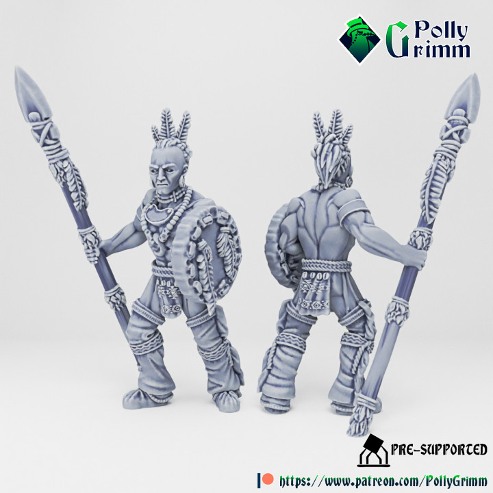 tabletop historic miniature wild west set native american warrior pollygrimm Tabletop Characters & Creatures Historical Universe fantasy game mini mythology spear character boardgame tribe 3D print model - Mito3D