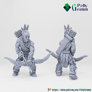 tabletop historic miniature wild west set native american warrior pollygrimm Tabletop Characters & Creatures Historical Universe archer fantasy game mini mythology character boardgame bow tribe 3d print model - Mito3D