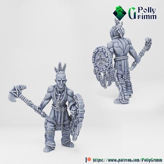 tabletop historic miniature wild west set native american warrior pollygrimm Tabletop Characters & Creatures Historical Universe axe fantasy game mini mythology character boardgame tribe 3d print model - Mito3D