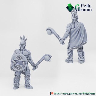 tabletop historic miniature wild west set native american warrior pollygrimm Tabletop Characters & Creatures Historical Universe fantasy game mini mythology character boardgame mace tribe 3d print model - Mito3D
