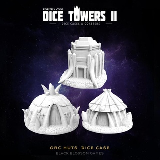 dc17 orc dice case box possibly cool tower 2 black blossom games Tabletop accessories 3D Printable Terrain Fantasy goblin rpg terrain houses dnd huts 3d print model - Mito3D