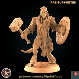 draenei shaman shield mace my3dprintforge Tabletop Characters & Creatures Fantasy Universe stl fantasy figurine warrior miniature resin warcraft wow tabletop dungeon dnd pre-supported 3d print model - Mito3D