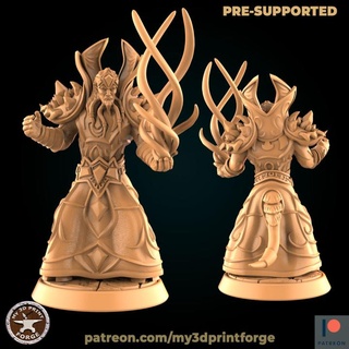 draenei mage casting spell my3dprintforge Tabletop Characters & Creatures Fantasy Universe free stl fantasy figurine magician wizard miniature resin caster warcraft wow tabletop dungeon dnd pre-supported 3d print model - Mito3D