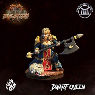 dwarf queen stoneheart clan crippled god foundry Tabletop Characters & Creatures Fantasy Universe Store axe fantasy rpg wargames beard ogre patreon dnd pathfinder cgf 3d print model - Mito3D